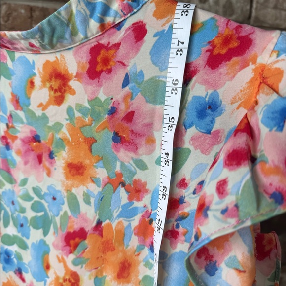 ANNA KAY Colorful Floral V-Neck Blouse Size M - Picture 5 of 9